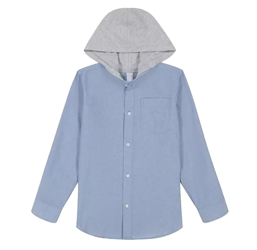 Lucky Brand Boys Hooded Woven Shirt in Blue Size Medium 8
