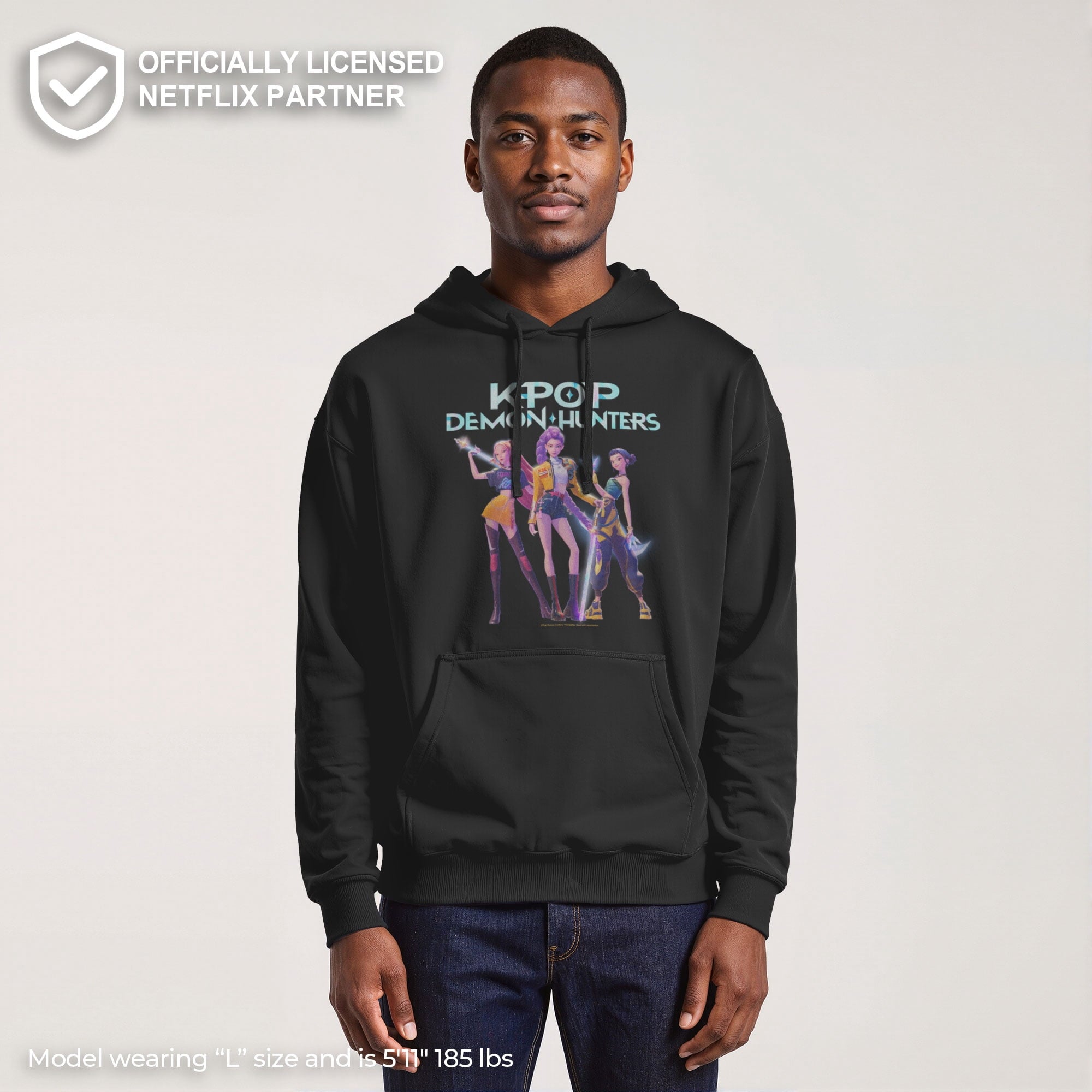Mens KPop Demon Hunters Girls Group Shot Lightweight Hoodie