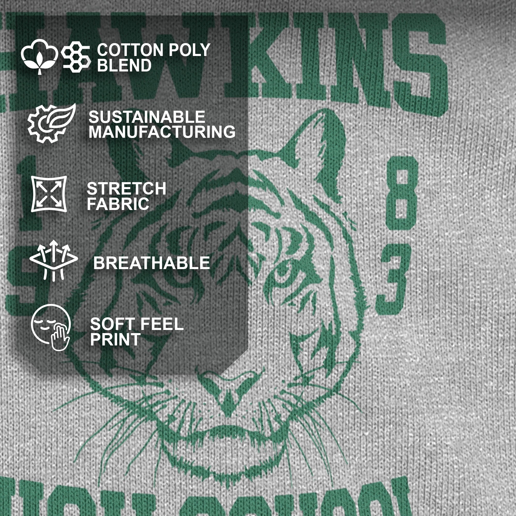 Netflix Men's Stranger Things Hawkins High School Tiger 1983 Pull Over Hoodie Athletic Heather 2X Large