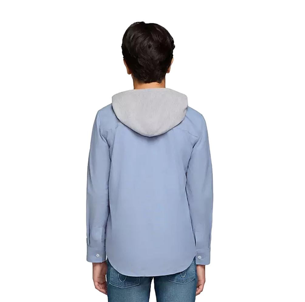 Lucky Brand Boys Hooded Woven Shirt in Blue Size Medium 8