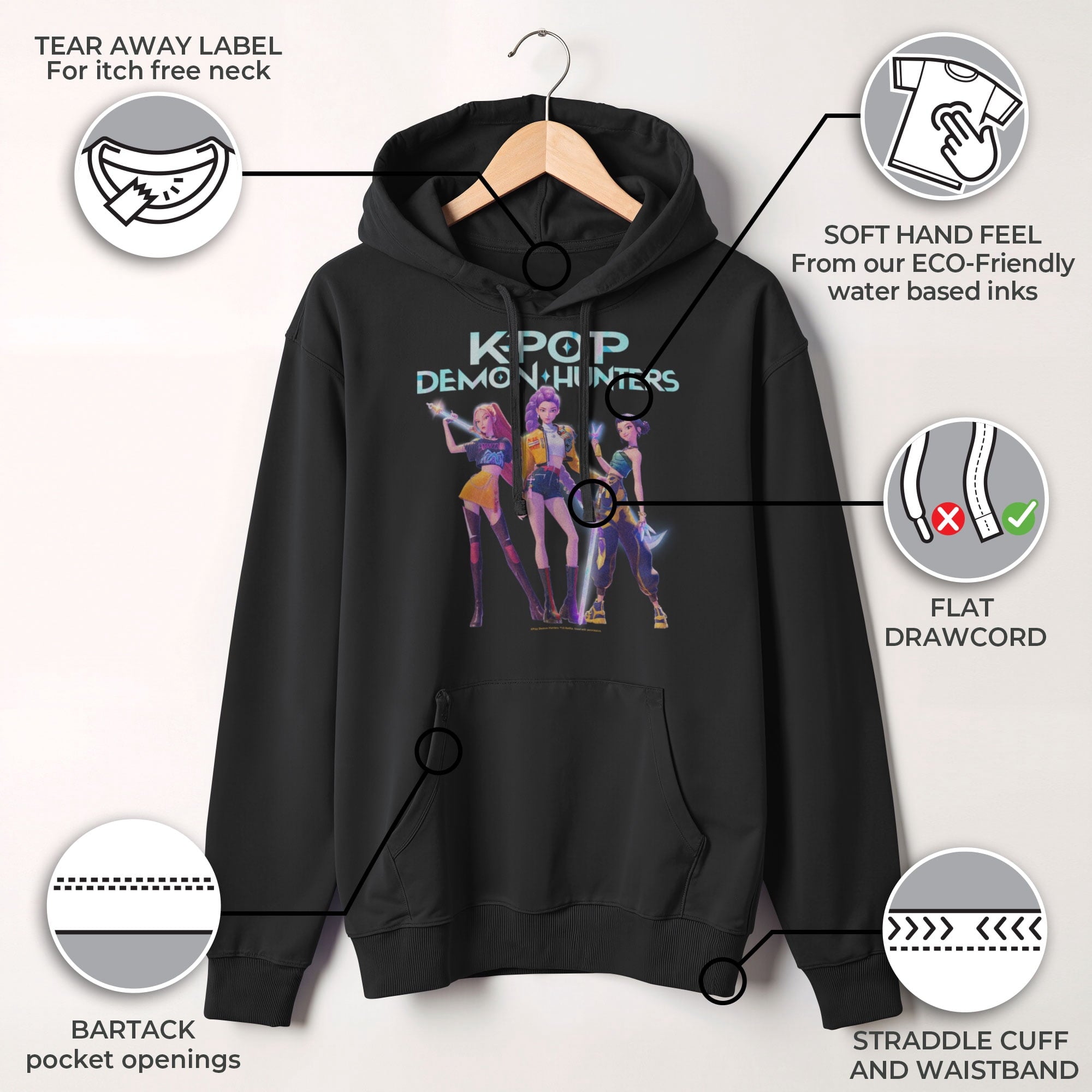 Mens KPop Demon Hunters Girls Group Shot Lightweight Hoodie