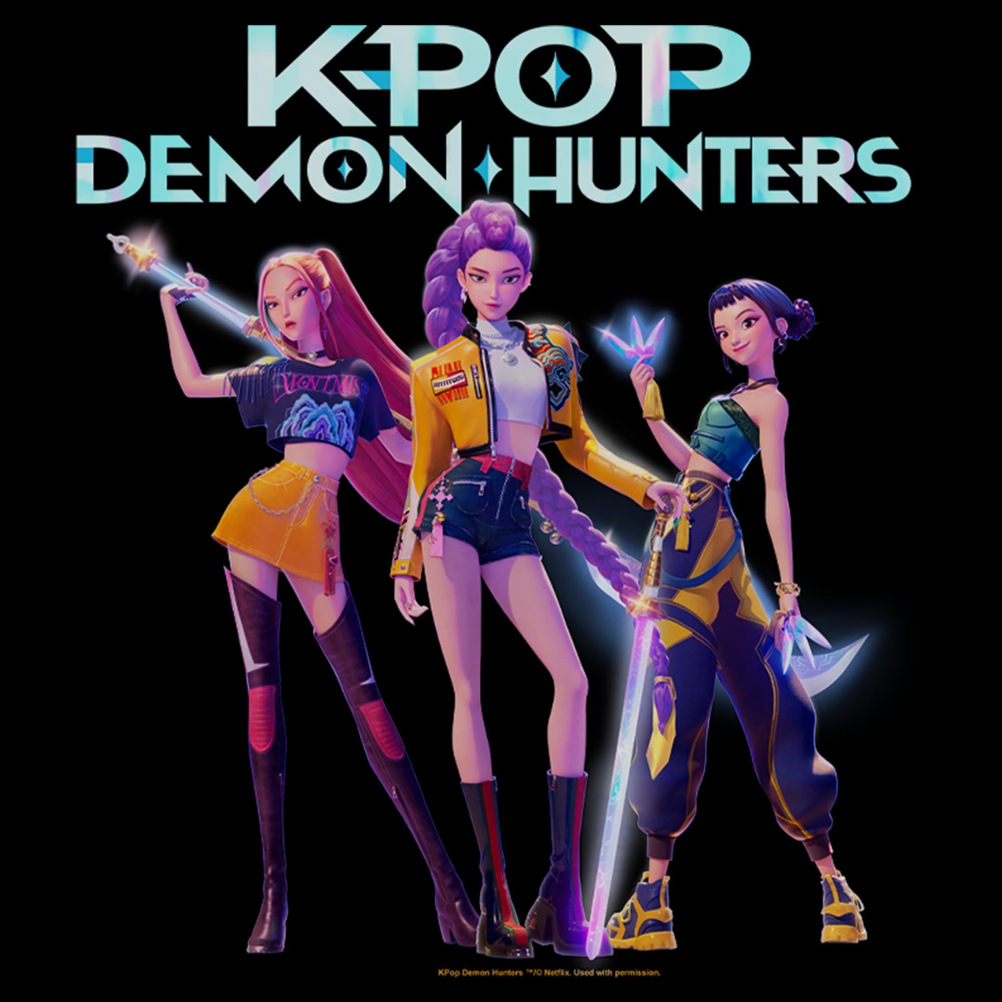 Mens KPop Demon Hunters Girls Group Shot Lightweight Hoodie