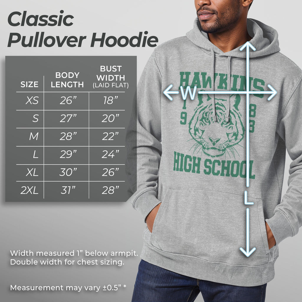 Netflix Men's Stranger Things Hawkins High School Tiger 1983 Pull Over Hoodie Athletic Heather 2X Large